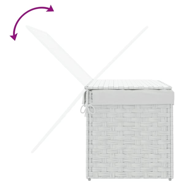 vidaXL vasketøjskurv med låg 55,5x35x34 cm polyrattan hvid
