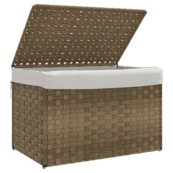 vidaXL vasketøjskurv med låg 55,5x35x34 cm polyrattan