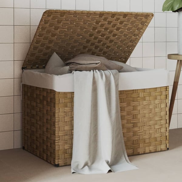 vidaXL vasketøjskurv med låg 55,5x35x34 cm polyrattan