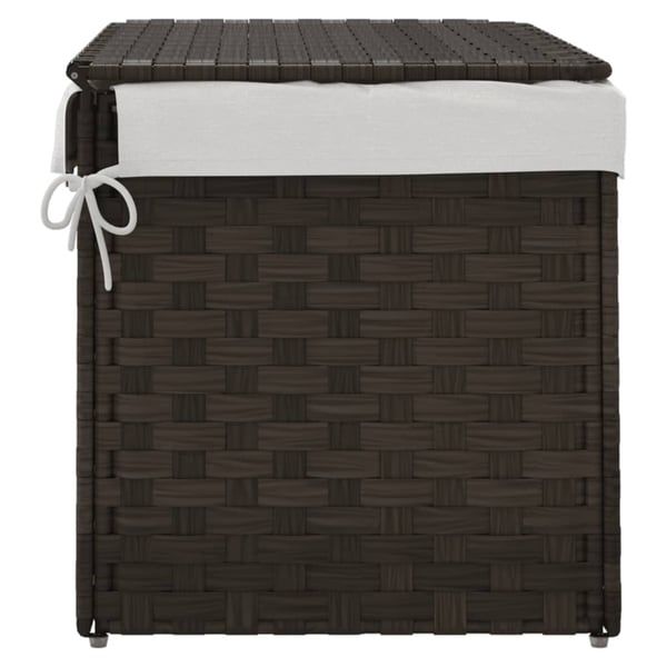 vidaXL vasketøjskurv med låg 55,5x35x34 cm polyrattan mørkebrun