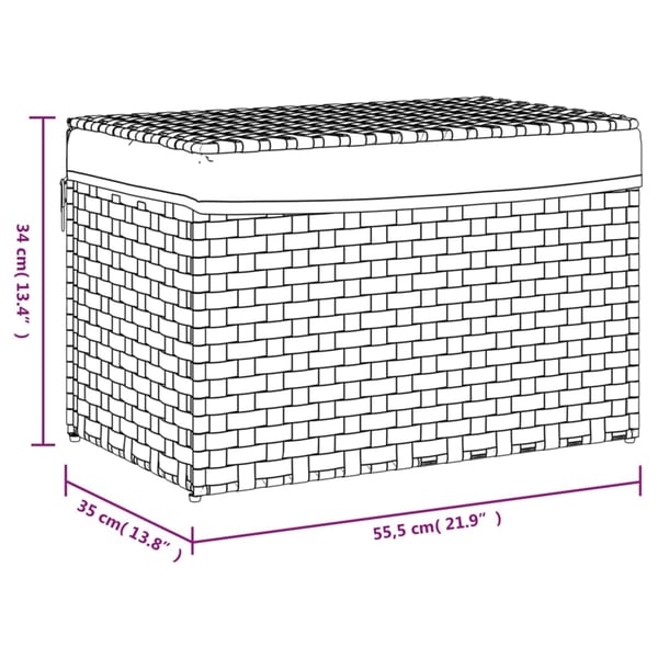 vidaXL vasketøjskurv med låg 55,5x35x34 cm polyrattan grå