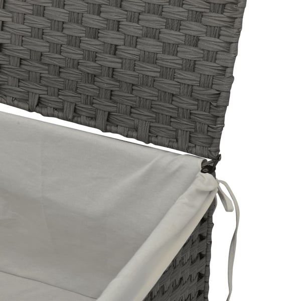 vidaXL vasketøjskurv med låg 55,5x35x34 cm polyrattan grå