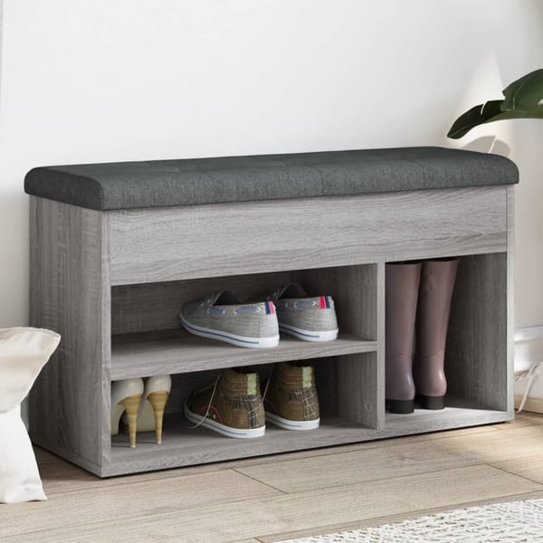 vidaXL skobænk 82x32x45,5 cm konstrueret træ grå sonoma-eg