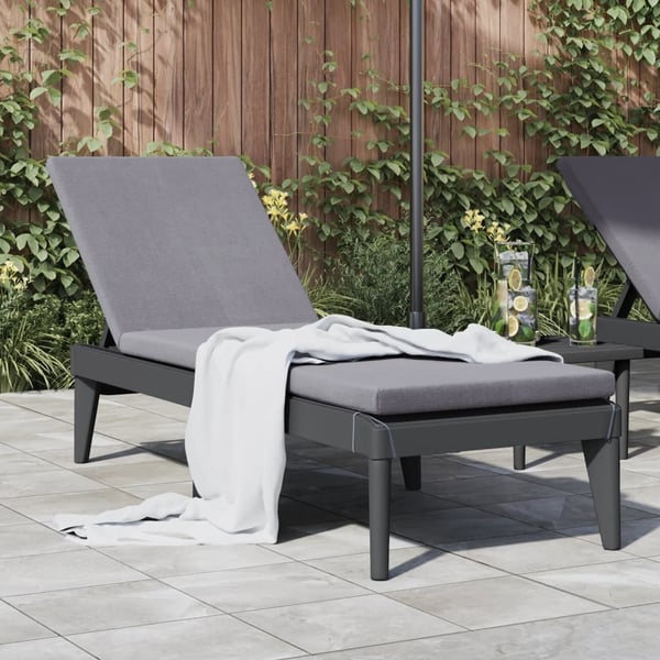 vidaXL liggestol med hynde 186x60x29 cm PP antracitgrå