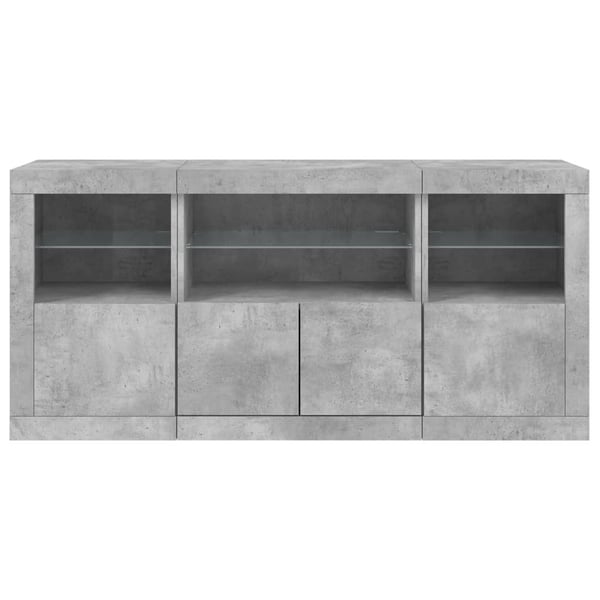 vidaXL Skjenk med LED-lys betonggrå 142,5x37x67 cm