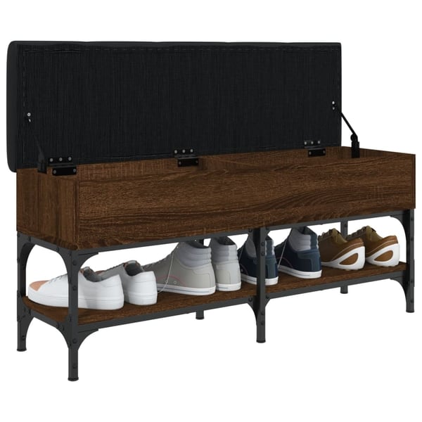 vidaXL skobænk 102x32x45 cm konstrueret træ brun egetræsfarve