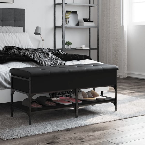 vidaXL skobænk 102x42x45 cm konstrueret træ sort