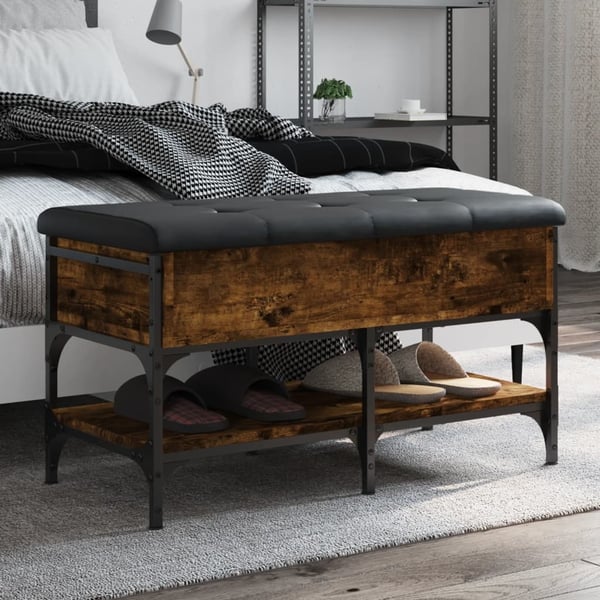 vidaXL skobænk 82x42x45 cm konstrueret træ røget egetræsfarve
