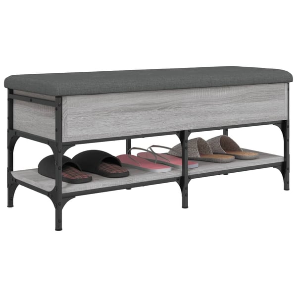 vidaXL skobænk 102x42x45 cm konstrueret træ grå sonoma-eg