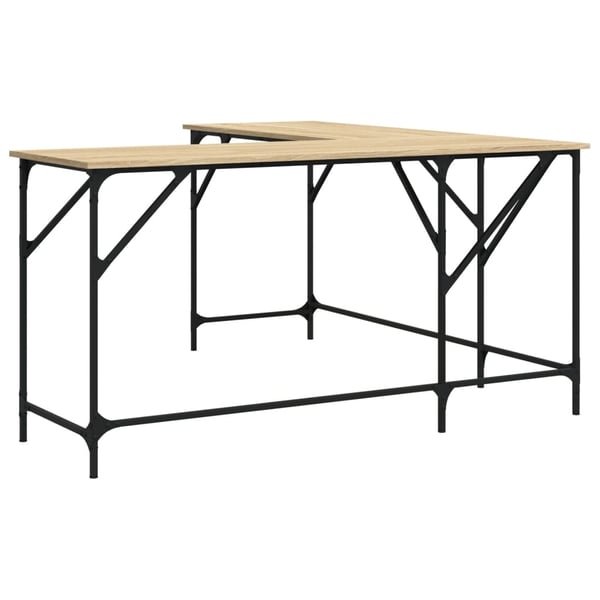 vidaXL Skrivebord sonoma eik 149x149x75 cm konstruert tre