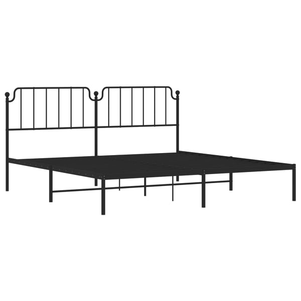 vidaXL Sengeramme i metall med sengegavl svart 193x203 cm