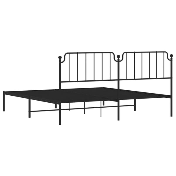 vidaXL Sengeramme i metall med sengegavl svart 193x203 cm