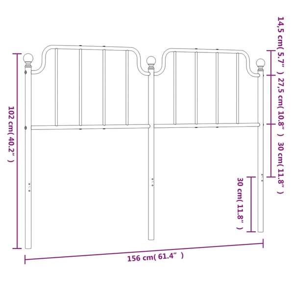 vidaXL Sengegavl i metall svart 150 cm