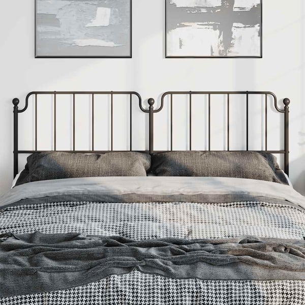 vidaXL Utskiftbar sengegavl i metall svart 193 cm