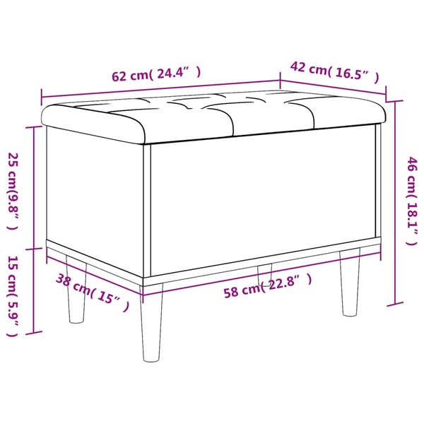 vidaXL Oppbevaringsbenk røkt eik 62x42x46 cm konstruert tre