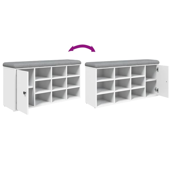 vidaXL skobænk 102x32x50 cm konstrueret træ hvid