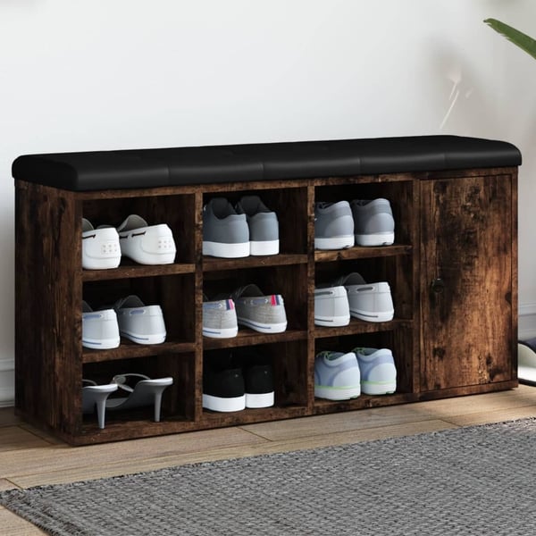 vidaXL skobænk 102x32x50 cm konstrueret træ røget egetræsfarve