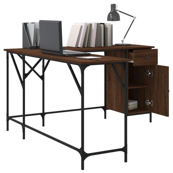 vidaXL Skrivebord brun eik 141x141x75 cm konstruert tre