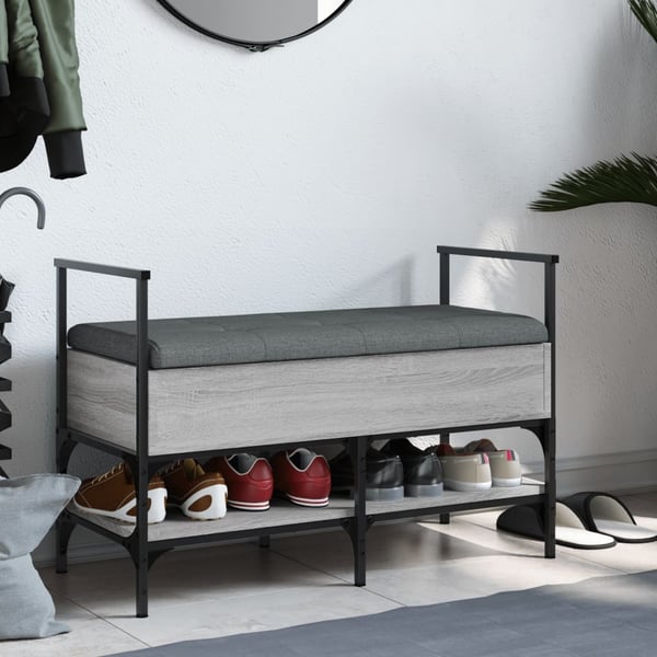 vidaXL skobænk 85,5x42x57,5 cm konstrueret træ grå sonoma-eg