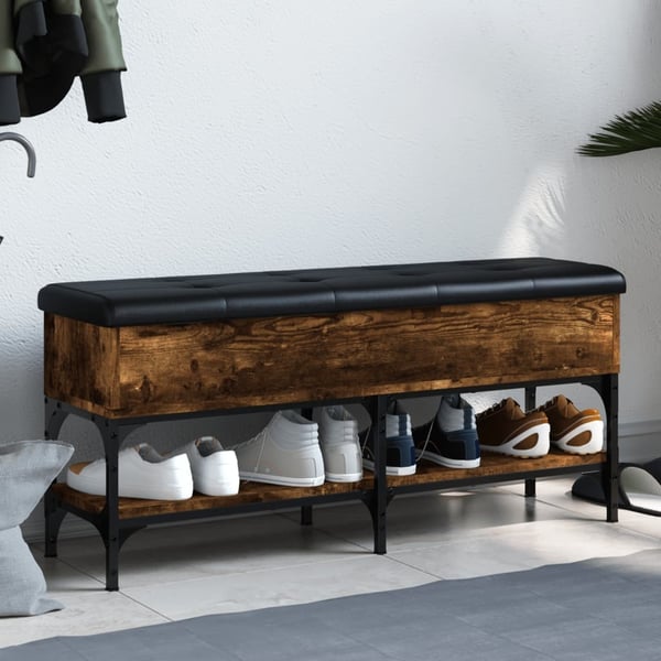 vidaXL skobænk 102x32x45 cm konstrueret træ røget egetræsfarve