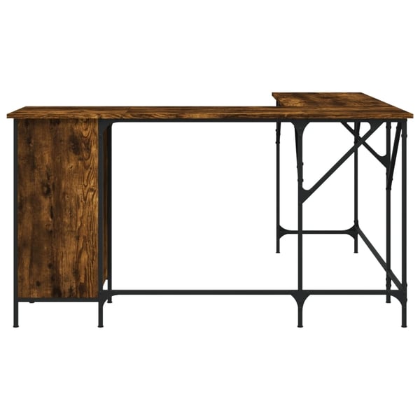 vidaXL Skrivebord røkt eik 141x141x75 cm konstruert tre