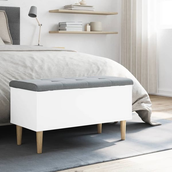vidaXL opbevaringsbænk 82x42x46 cm konstrueret træ hvid