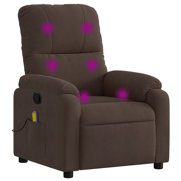 vidaXL Massagefåtölj brun mikrofibertyg