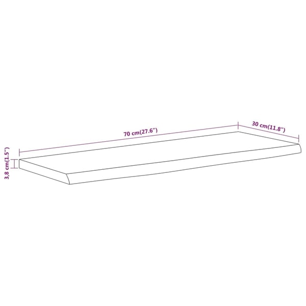vidaXL væghylde 70x30x3,8 cm rektangulær massivt akacietræ