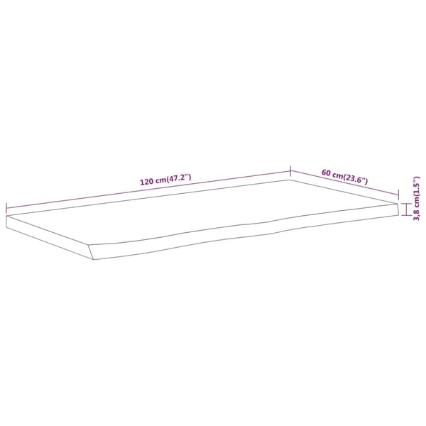 vidaXL Benkeplate for bad 120x60x3,8 cm rektangulær heltre akasie