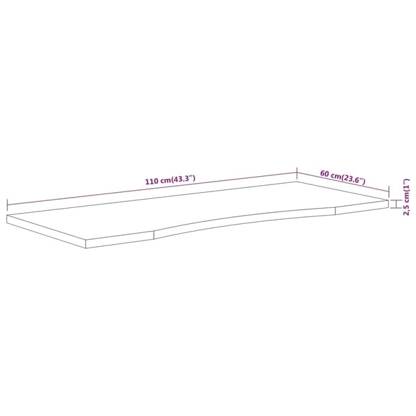 vidaXL Skrivebordsplate 110x60x2,5 cm rektangulær heltre akasie