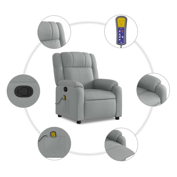 vidaXL massagestol stof lysegrå