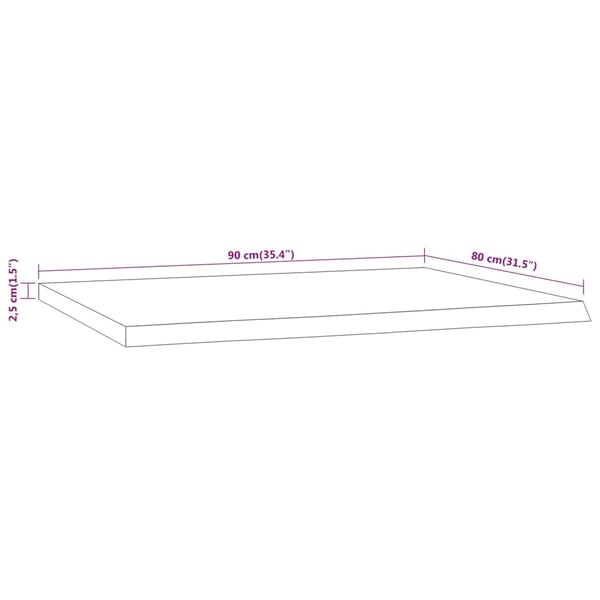 vidaXL skrivebordsplade 90x80x2,5 cm rektangulær massivt akacietræ