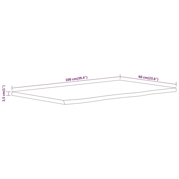 vidaXL Benkeplate for bad 100x60x2,5 cm rektangulær heltre akasie