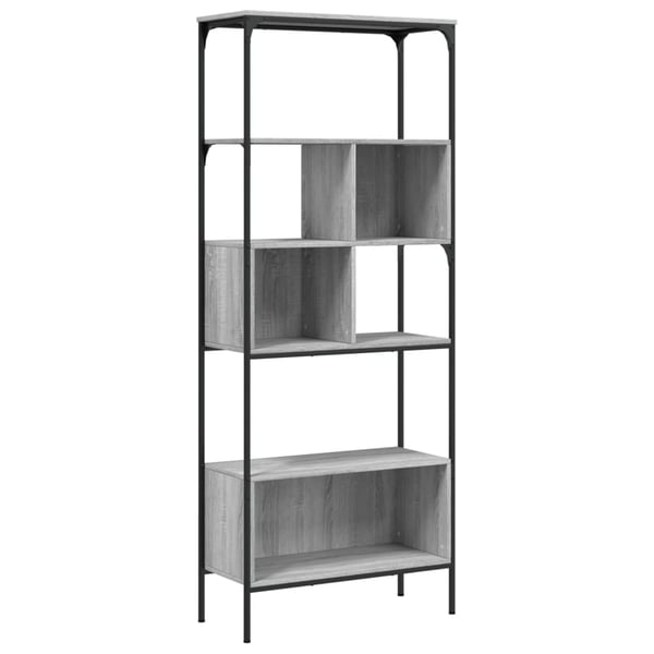 vidaXL bogreol 76x33x188,5 cm 5 hylder konstrueret træ grå sonoma-eg