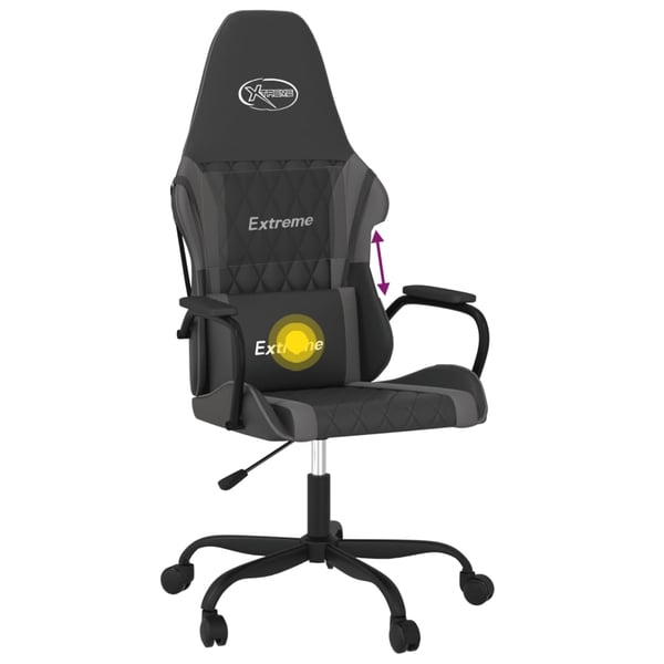 vidaXL gamingstol m. massagefunktion kunstlæder sort og grå