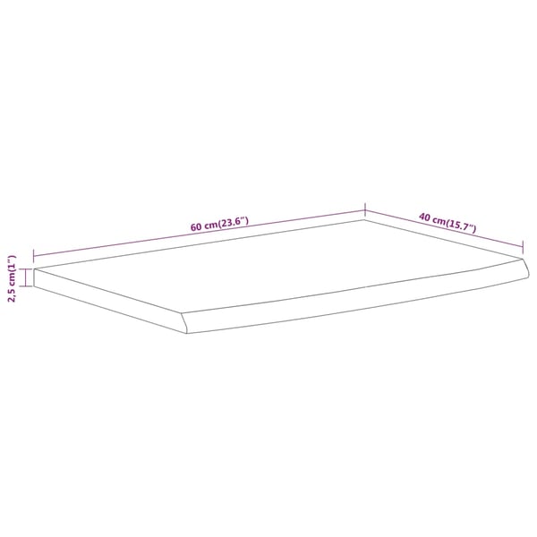 vidaXL Vegghylle 60x40x2,5 cm rektangulær heltre akasie naturlig kant