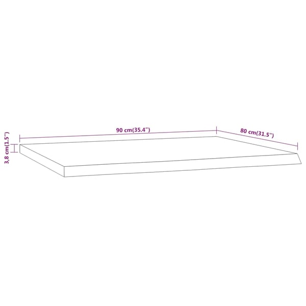 vidaXL skrivebordsplade 90x80x3,8 cm rektangulær massivt akacietræ