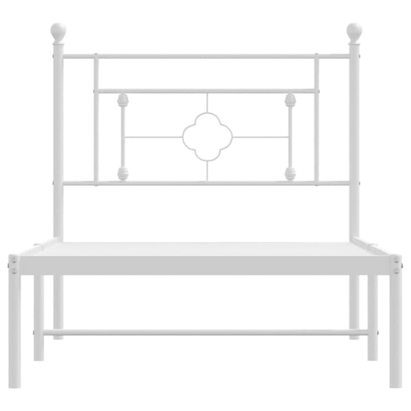 vidaXL Sengeramme i metall med hodegavl hvit 90x200 cm