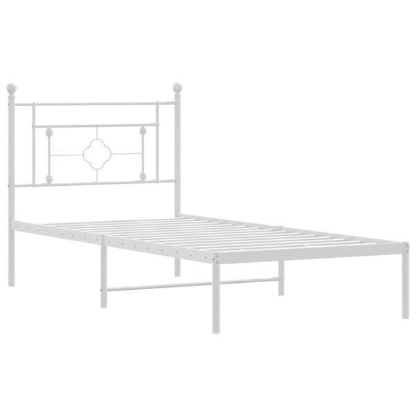 vidaXL Sengeramme i metall med hodegavl hvit 90x200 cm