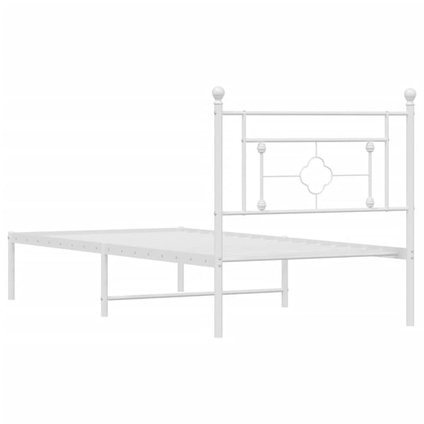 vidaXL Sengeramme i metall med hodegavl hvit 90x200 cm