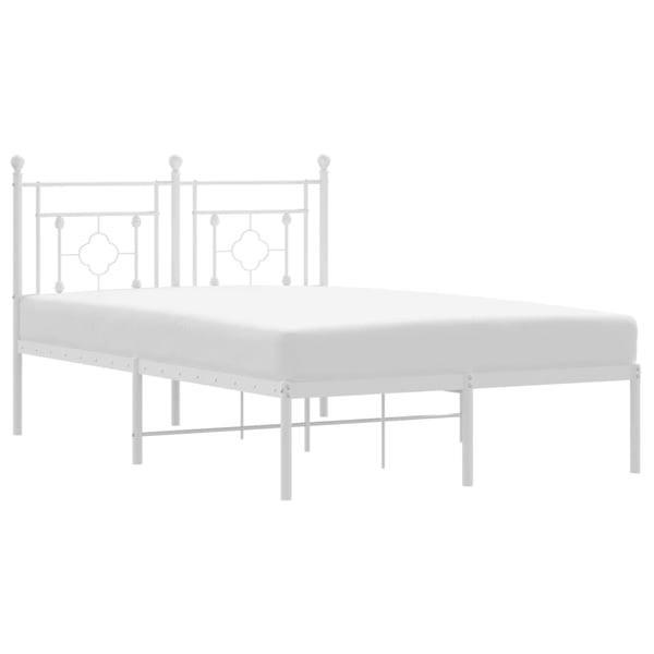 vidaXL Sengeramme i metall med hodegavl hvit 120x190 cm