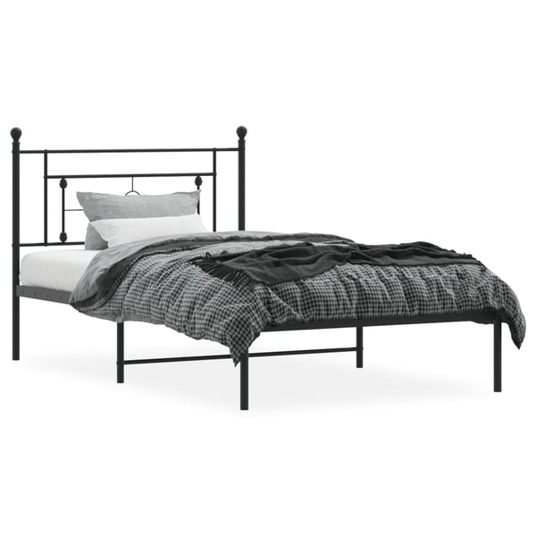 vidaXL Sengeramme i metall med hodegavl svart 107x203 cm