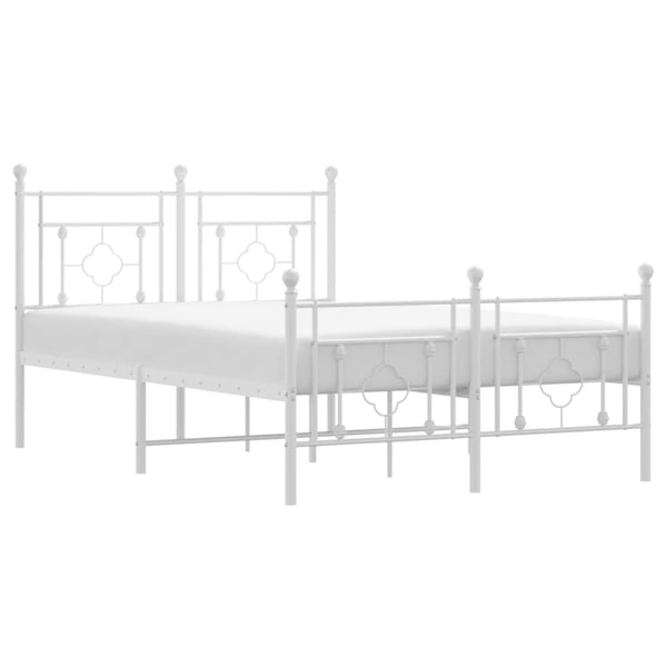 vidaXL Sengeramme i metall med hode- og fotgavl hvit 120x190 cm