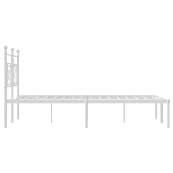 vidaXL Sengeramme i metall med hodegavl hvit 140x200 cm