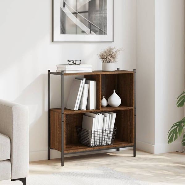 vidaXL bogreol 72x28x77,5 cm konstrueret træ brun egetræsfarve