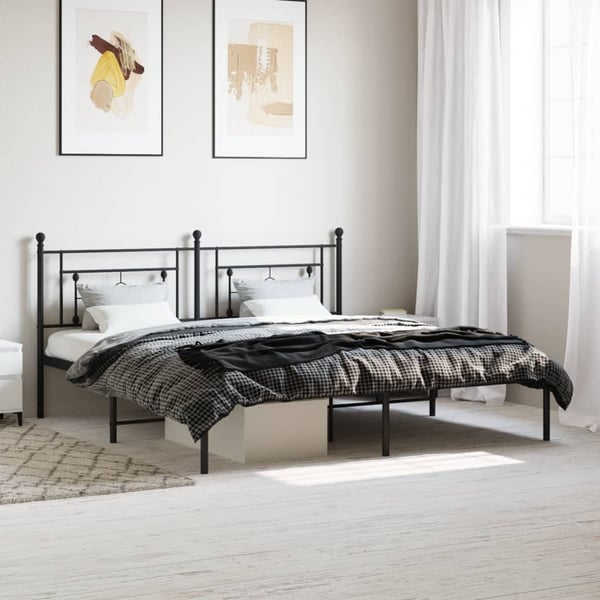 vidaXL Sengeramme i metall med sengegavl svart 183x213 cm