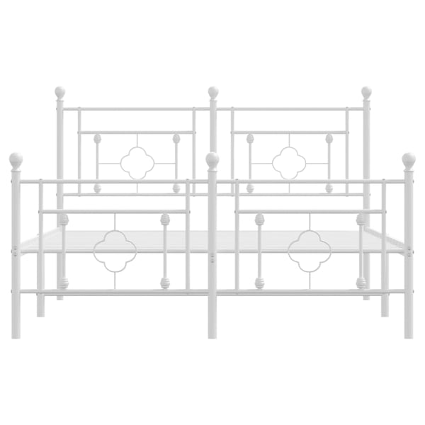 vidaXL Sengeramme i metall med hode- og fotgavl hvit 135x190 cm