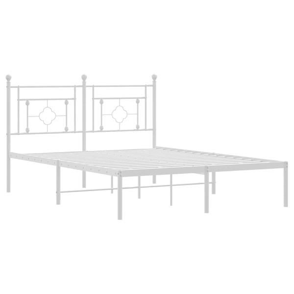 vidaXL Sengeramme i metall med hodegavl hvit 140x190 cm