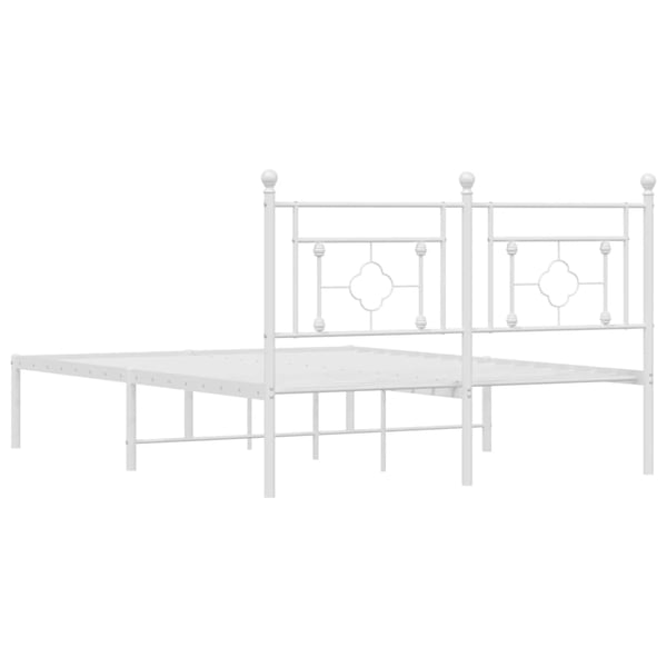 vidaXL Sengeramme i metall med hodegavl hvit 140x190 cm