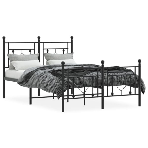 vidaXL Sengeramme i metall med hode- og fotgavl svart 120x190 cm